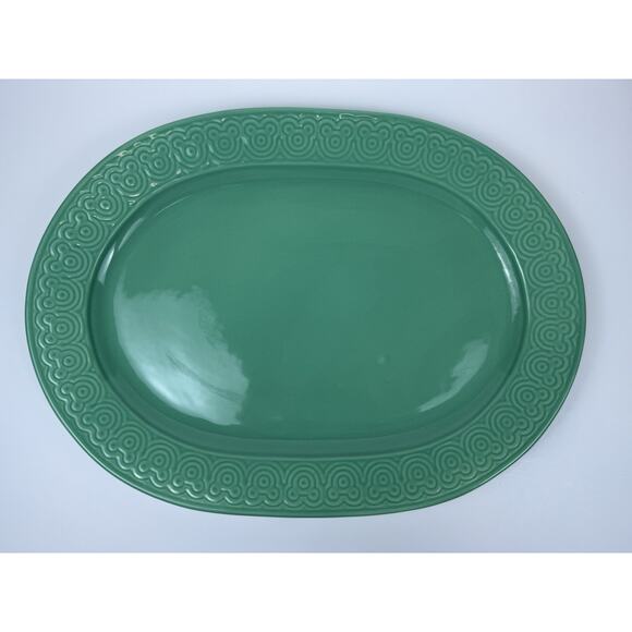 Disney Hidden Mickey Teal Ceramic Serving Platter 15.5”x11.5” Made in Portugal - Picture 1 of 7
